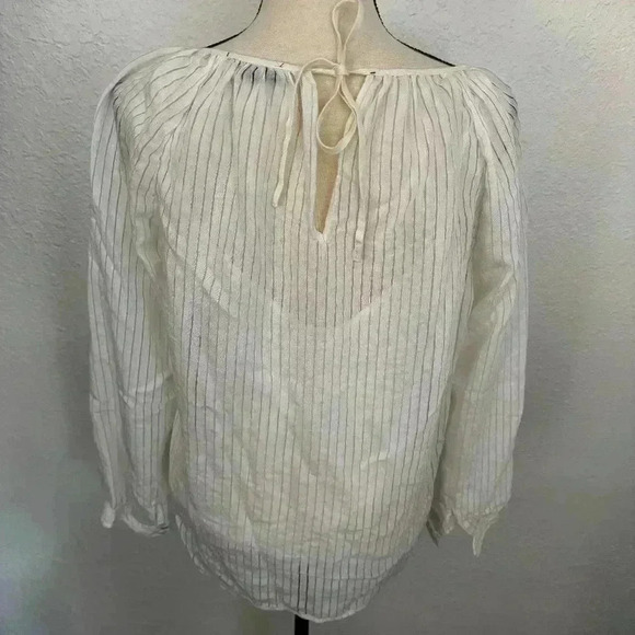 J. Crew Women's Tie-Back Top in Shadow Stripe Ivory - Picture 3 of 6